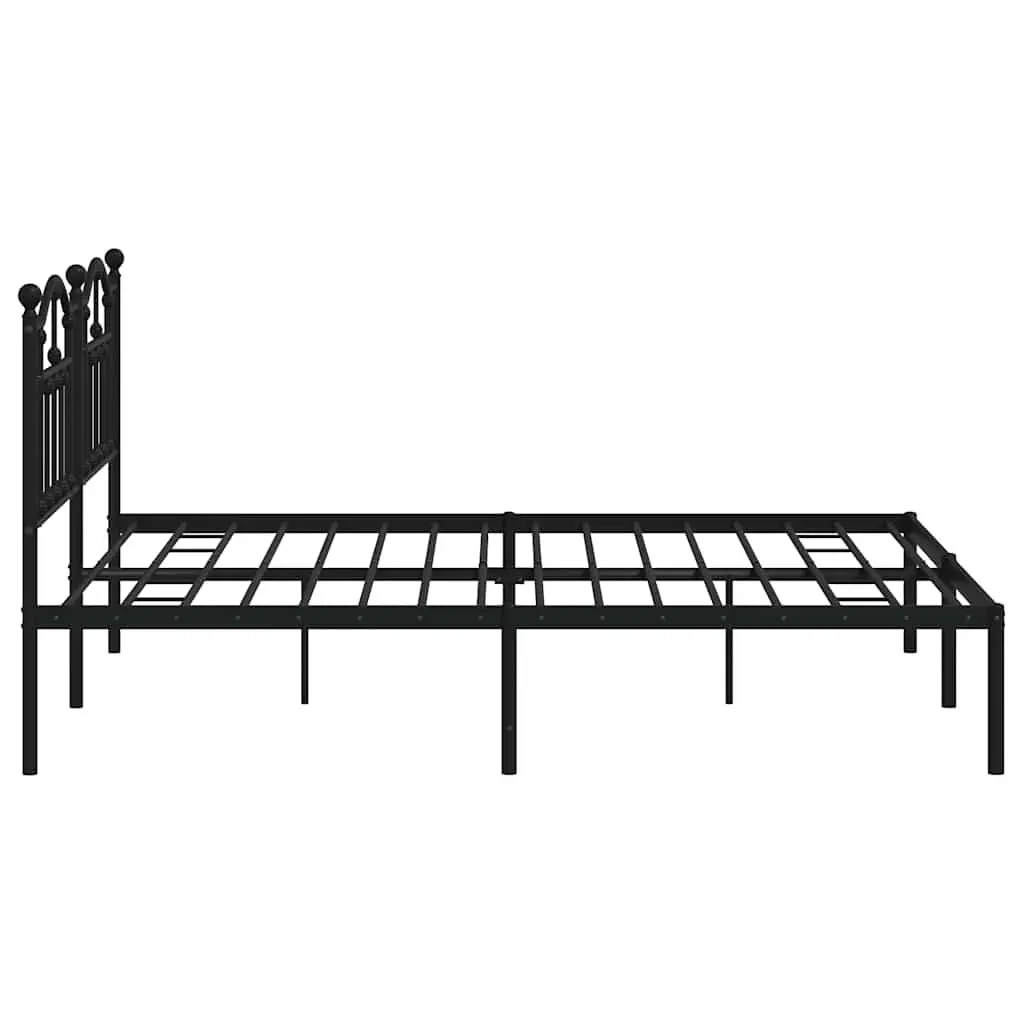 King Size Metal Bed Frame with Slatted Base Black Durable Steel Construction