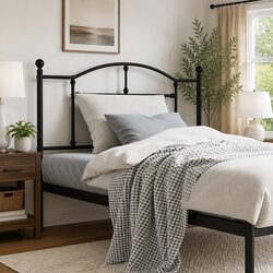 Black Metal Headboard 107cm Bed Frame Component