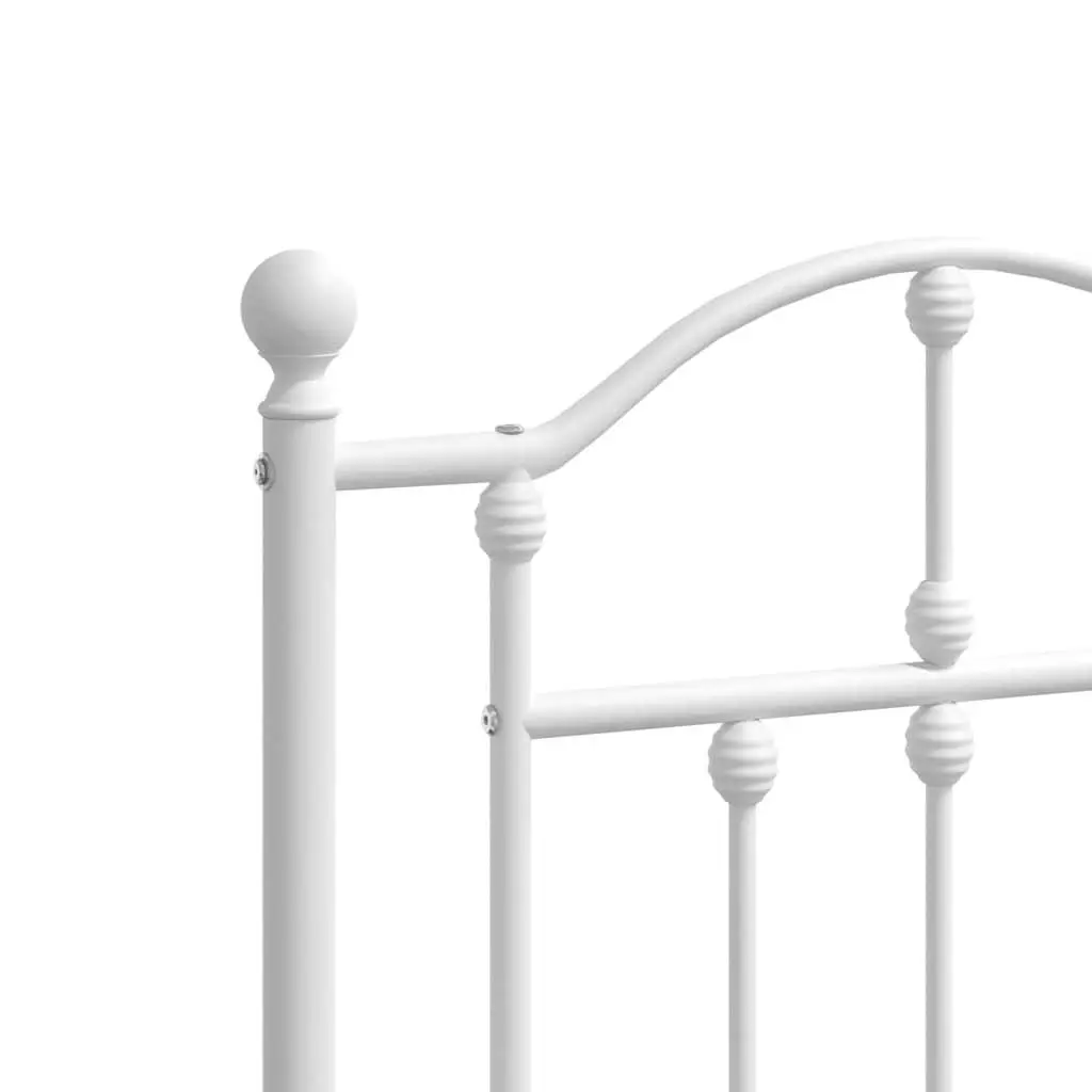 Metal Bed Frame Slatted Base with Headboard 135x190 cm White