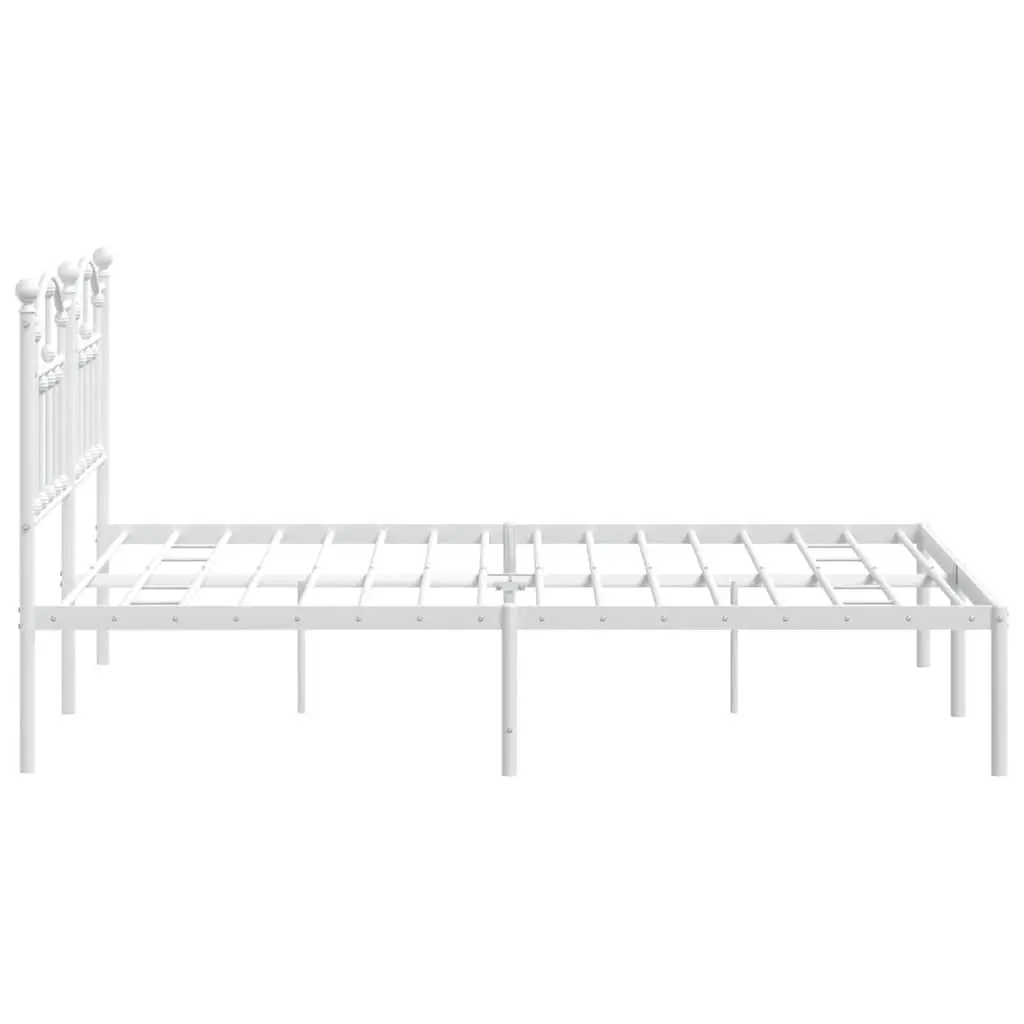 Metal Bed Frame with Headboard 150x200 cm White