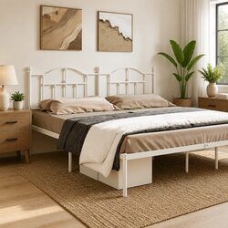 Durable White Metal Headboard 180cm for Bed Frame