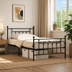 Steel Metal Bed Frame King Single 107x203cm Black
