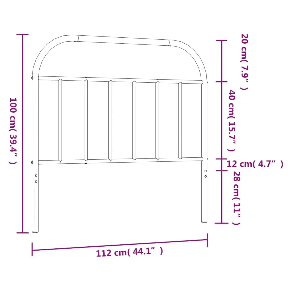 Metal Headboard Black 107cm Bed Head Bedroom Furniture Bed Frame Accessory