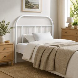 White Metal Headboard with Robust Steel Construction
