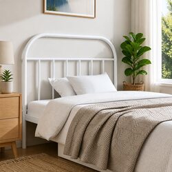 Durable White Metal Headboard 107 cm with Strong Support