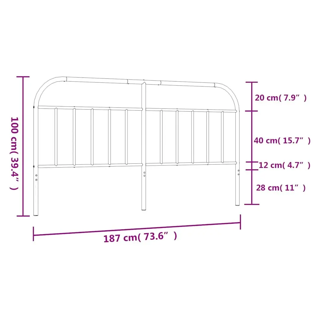 Metal Headboard Comfort 180cm White Powder-coated Steel Frame