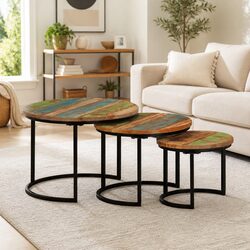 Solid Reclaimed Wood Nesting Tables 3-Piece Set
