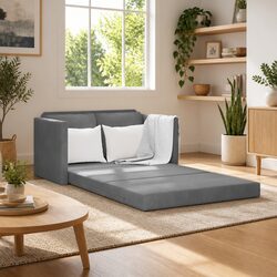 Convertible Floor Sofa Bed in Grey with Metal Frame