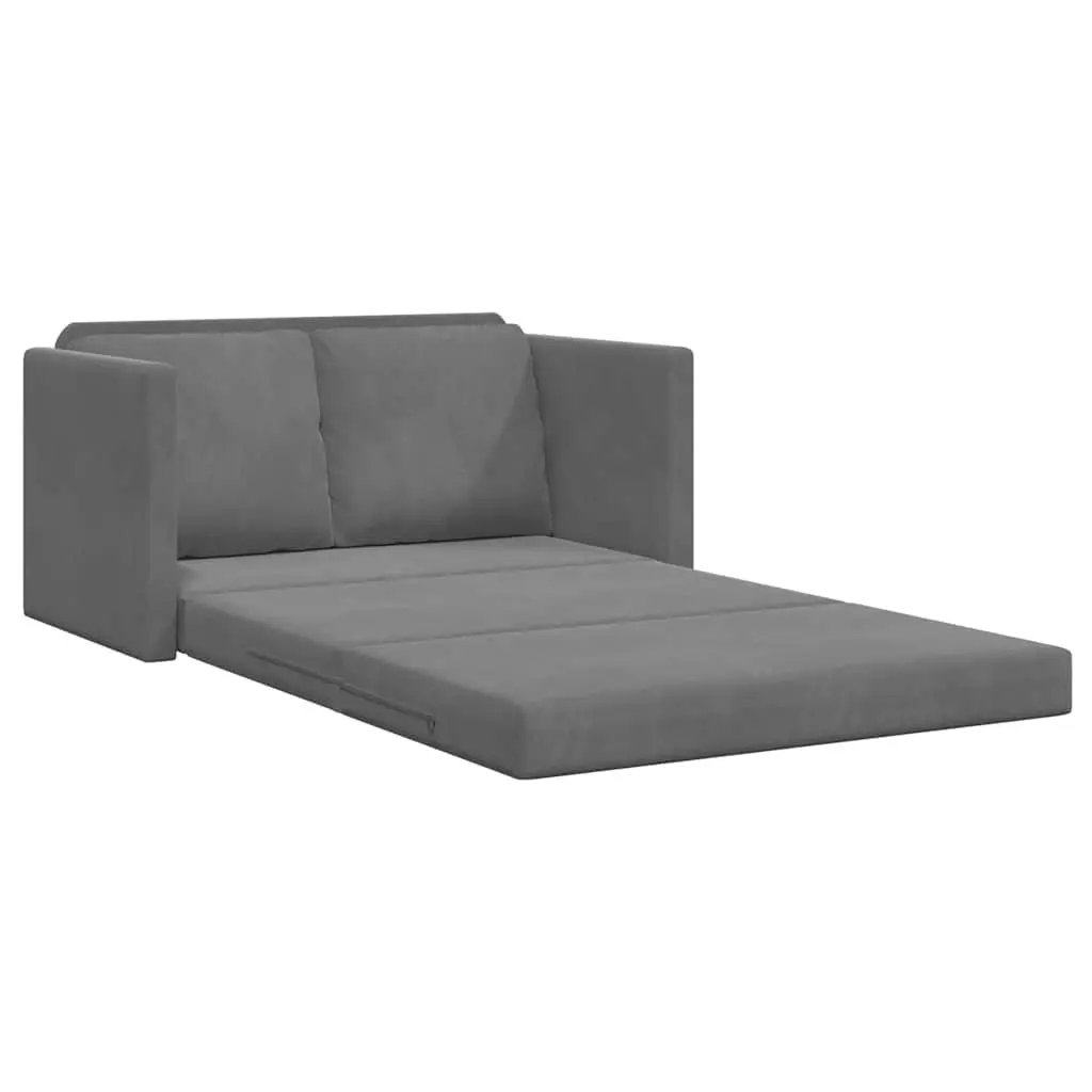 Floor Sofa Bed Convertible 2-in-1 Loveseat Grey Velvet