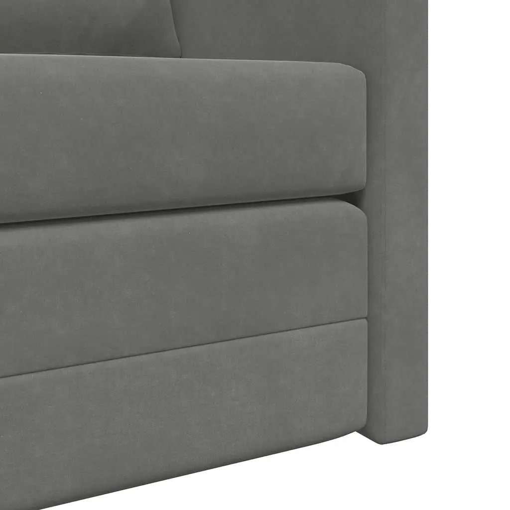 Floor Sofa Bed Convertible 2-in-1 Loveseat Grey Velvet