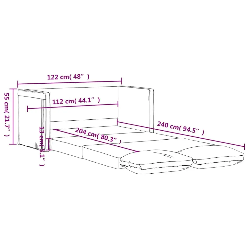 Floor Sofa Bed Convertible Loveseat Double Bed Black Velvet
