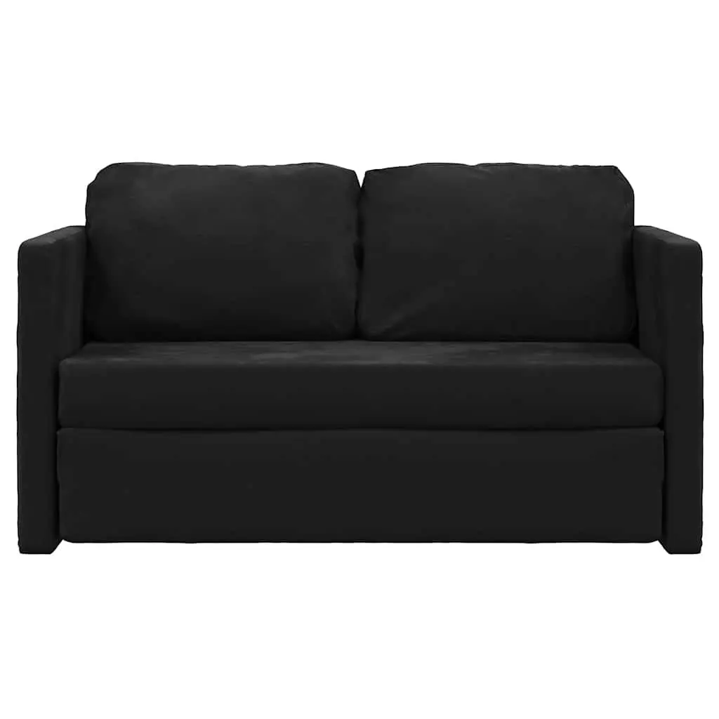 Floor Sofa Bed Convertible Loveseat Double Bed Black Velvet