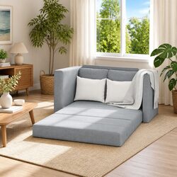 Convertible Floor Sofa Bed in Grey Fabric