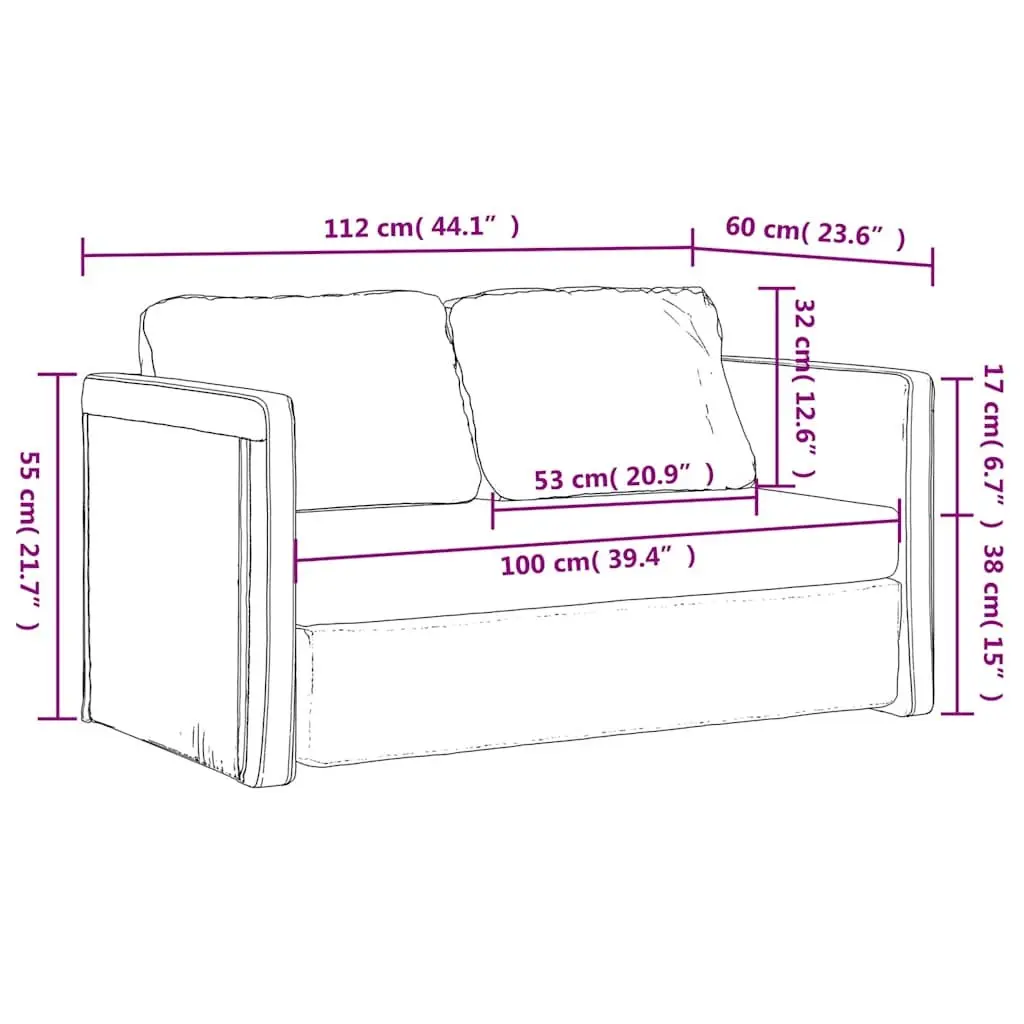 Floor Sofa Bed Convertible 2-in-1 Grey Fabric 112 x 174 x 55 cm