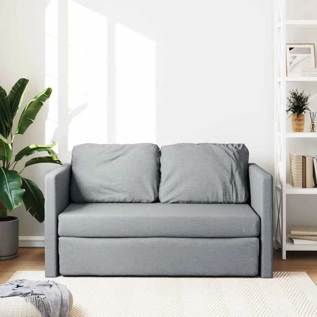 Floor Sofa Bed Convertible 2-in-1 Grey Fabric 112 x 174 x 55 cm