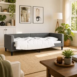 90x190 cm Grey Fabric Day Bed Sofa Bed