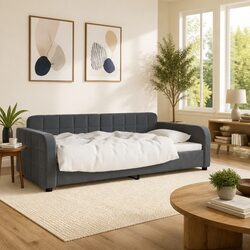Day Bed Sofa Bed 90x190cm in Grey Velvet