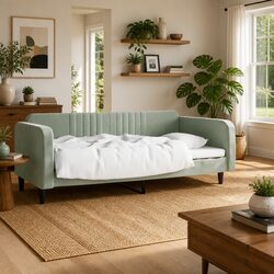Day Bed Sofa Bed 90x190 cm Grey Velvet with Metal Frame