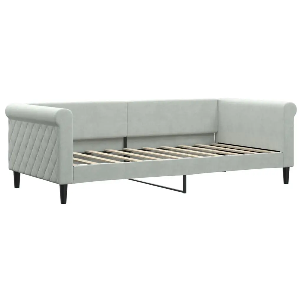 Day Bed Grey Velvet Sofa Convertible 90x190cm Modern Style for Living Room or Bedroom