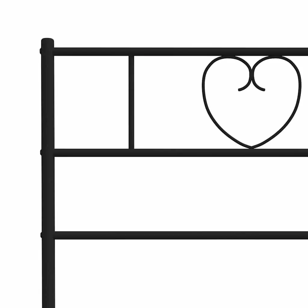 Metal Bed Frame with Headboard Support 150x200 cm Black