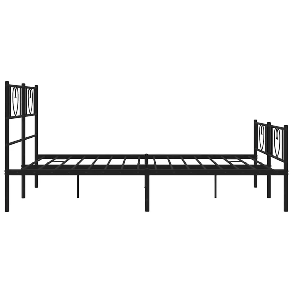 Metal Bed Frame Sturdy Slatted Base 135x190 cm Black