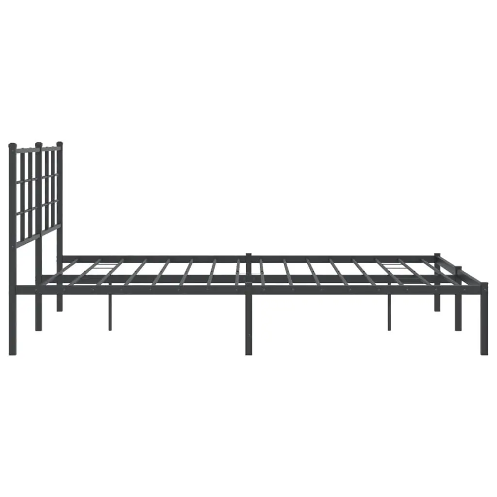 Steel Bed Frame Black 150x200 cm with Headboard for Bedroom Comfort and Storage