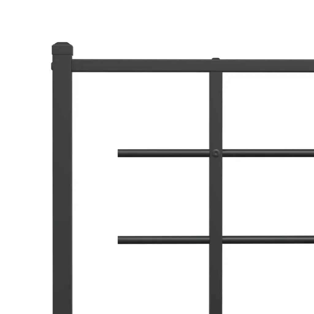 Steel Bed Frame Black 150x200 cm with Headboard for Bedroom Comfort and Storage