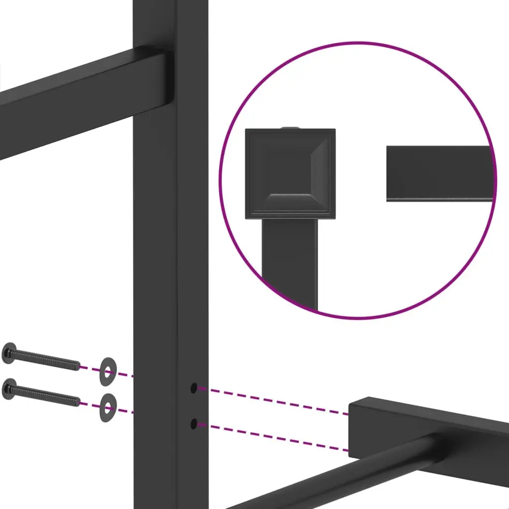 Steel Bed Frame Black 150x200 cm with Headboard for Bedroom Comfort and Storage