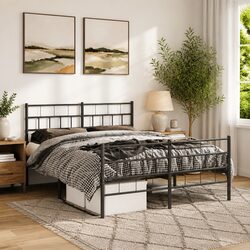 Metal Bed Frame with Headboard and Footboard 150x200 cm