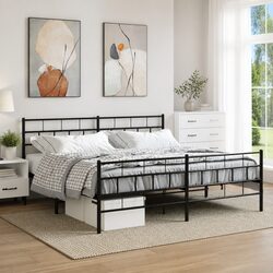 Black King Size Metal Bed Frame 183x203cm