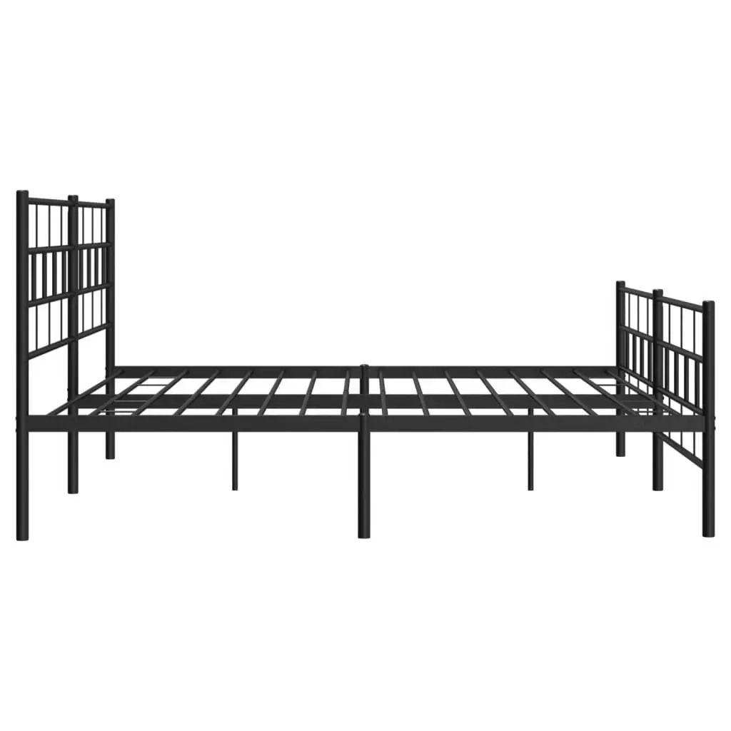 Metal Bed Frame King Size Sturdy Black with Headboard and Footboard