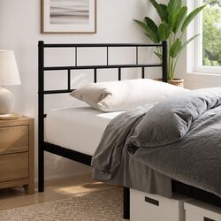 Black Metal Headboard with Sturdy Construction, 107 cm