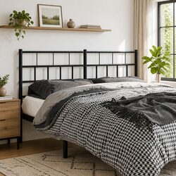 Black Metal Headboard 135 cm with Powder-Coated Steel