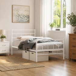 Metal Bed Frame King Single White Footboard Specifications