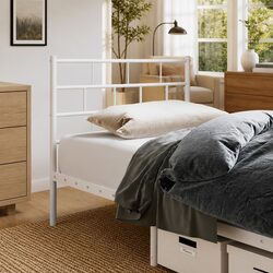 90cm Metal Headboard in White with Powder-Coated Steel
