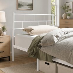 107cm White Metal Headboard with Durable Powder-Coated Steel