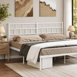 180cm White Metal Headboard for Bed Frame Support