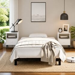 Black Fabric Upholstered King Single Bed Frame Specifications
