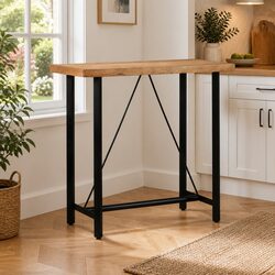 Acacia Wood Bar Table 110x55x107 cm Iron Frame Brown