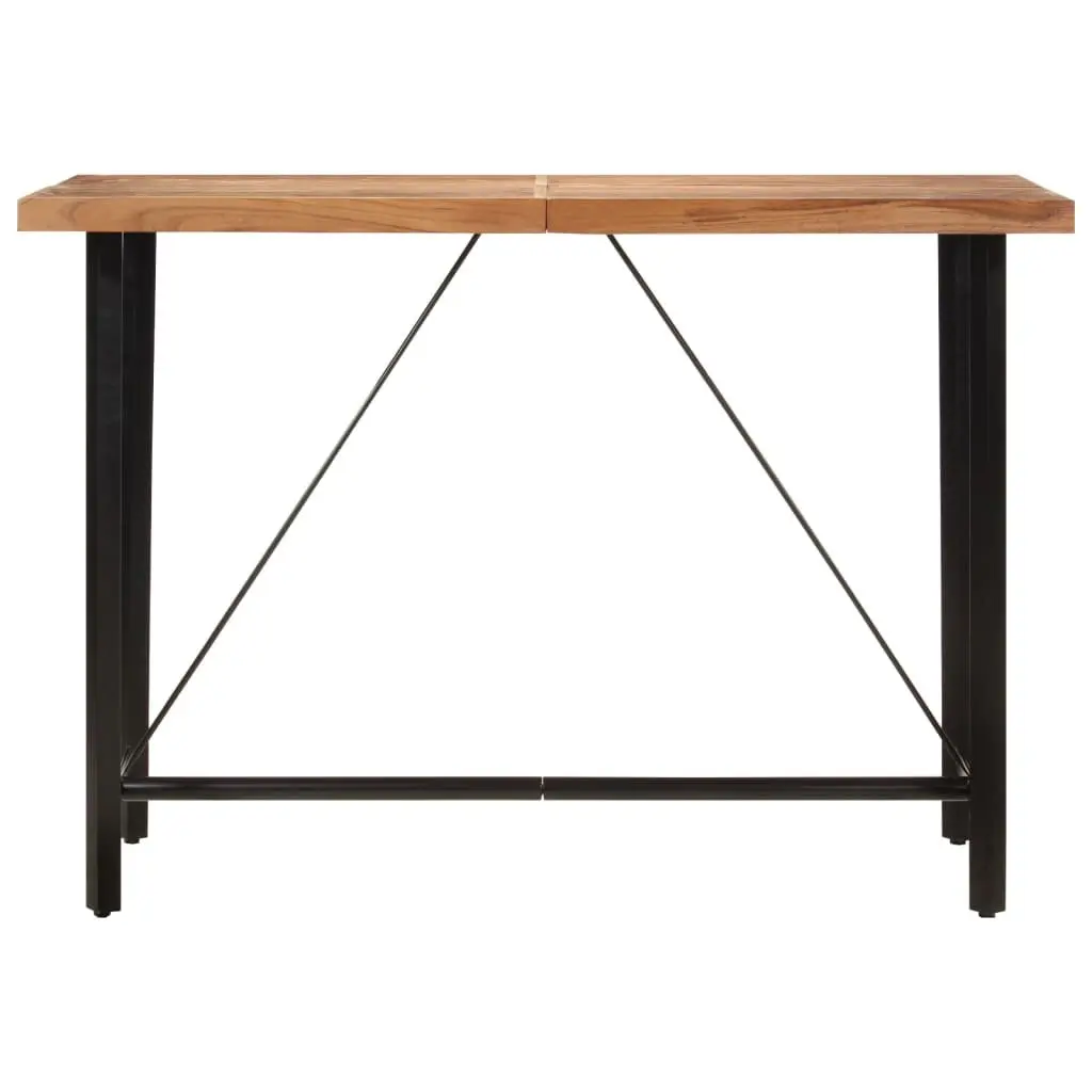 Acacia Wood Bar Table Sturdy Iron Frame 150x70x107 cm Brown for Dining and Entertaining