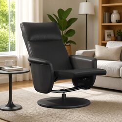 Black Faux Leather Recliner Chair with Manual Recline