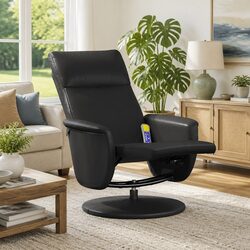 Massage Recliner Chair Swivel Black Faux Leather Specifications