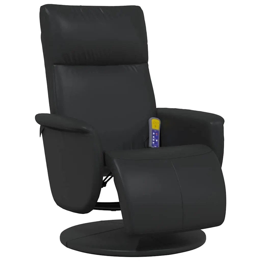 Massage Recliner Chair with Footrest Vibration Therapy Adjustable Black Faux Leather