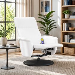 Faux Leather Massage Recliner Chair with 360-Degree Swivel