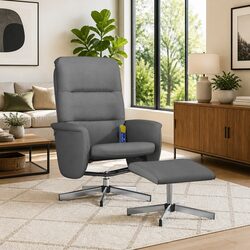 Manual Reclining Grey Massage Chair with Footstool