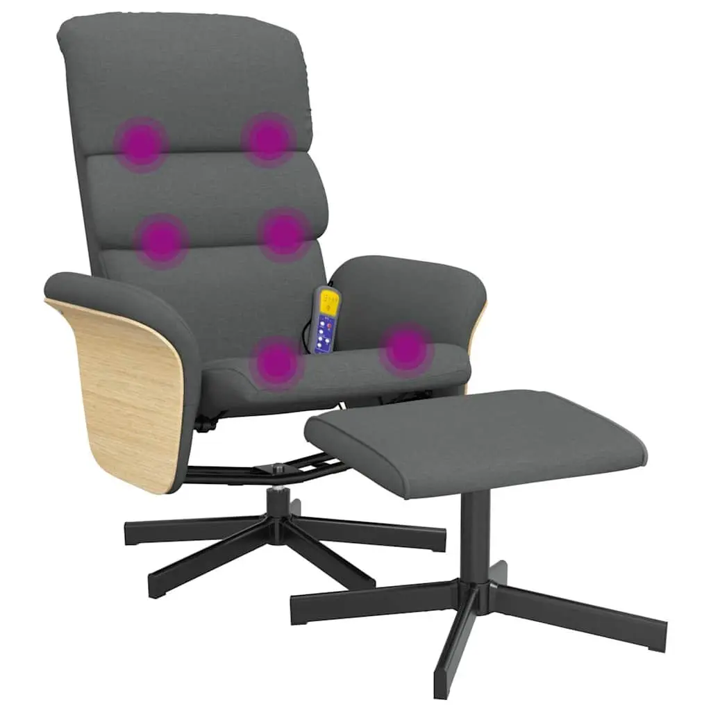 Massage Recliner Chair with Footstool Vibration Dark Grey Fabric