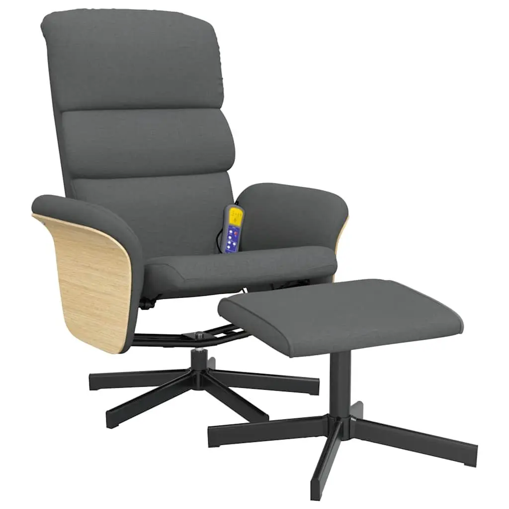 Massage Recliner Chair with Footstool Vibration Dark Grey Fabric