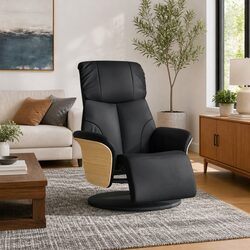 Faux Leather Recliner Chair with Manual Adjustment and Footrest