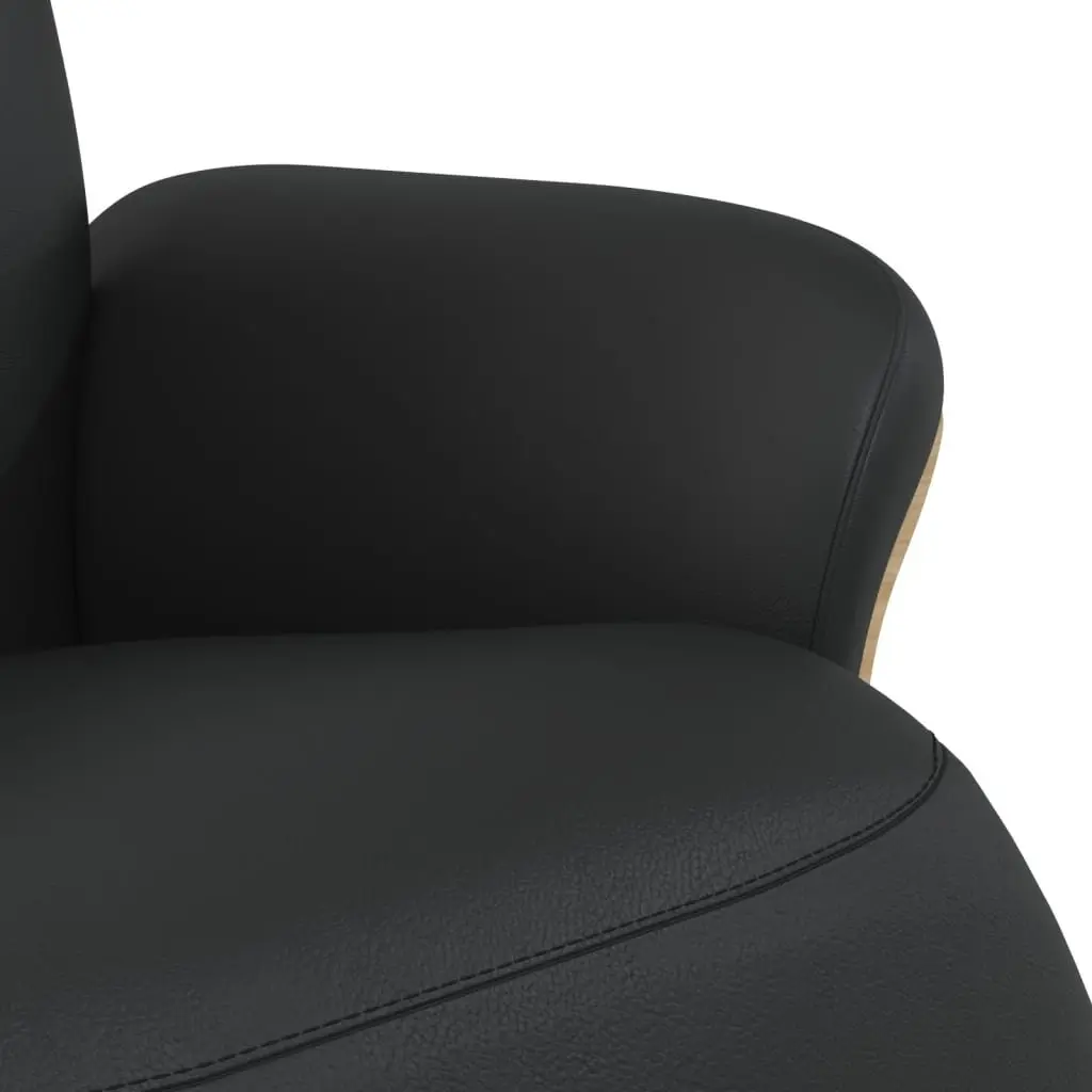 Swivel Recliner Chair Black Faux Leather Manual Adjustment with Footrest