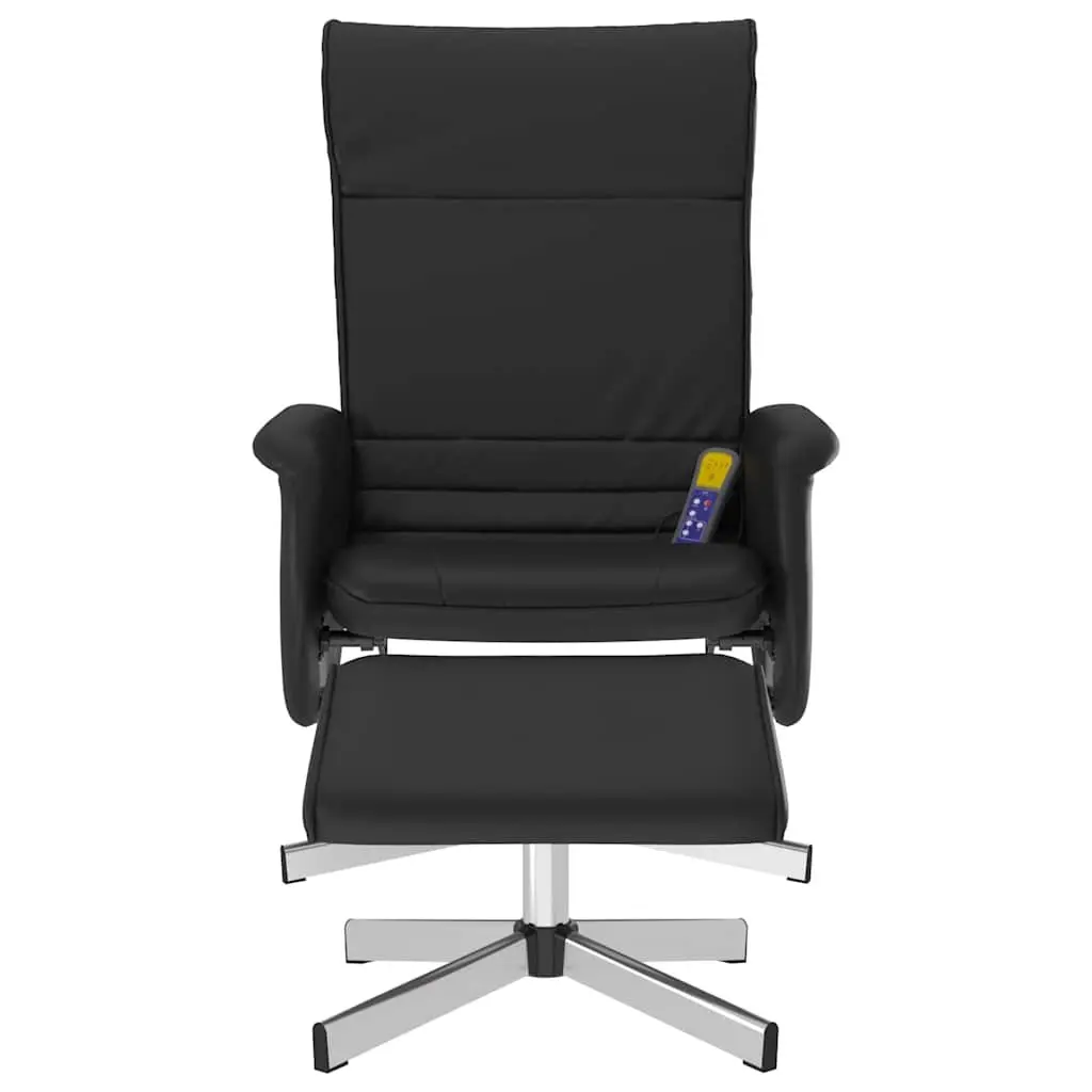 Massage Recliner Chair with Footstool Manual Reclining 360 Degree Swivel Faux Leather Black